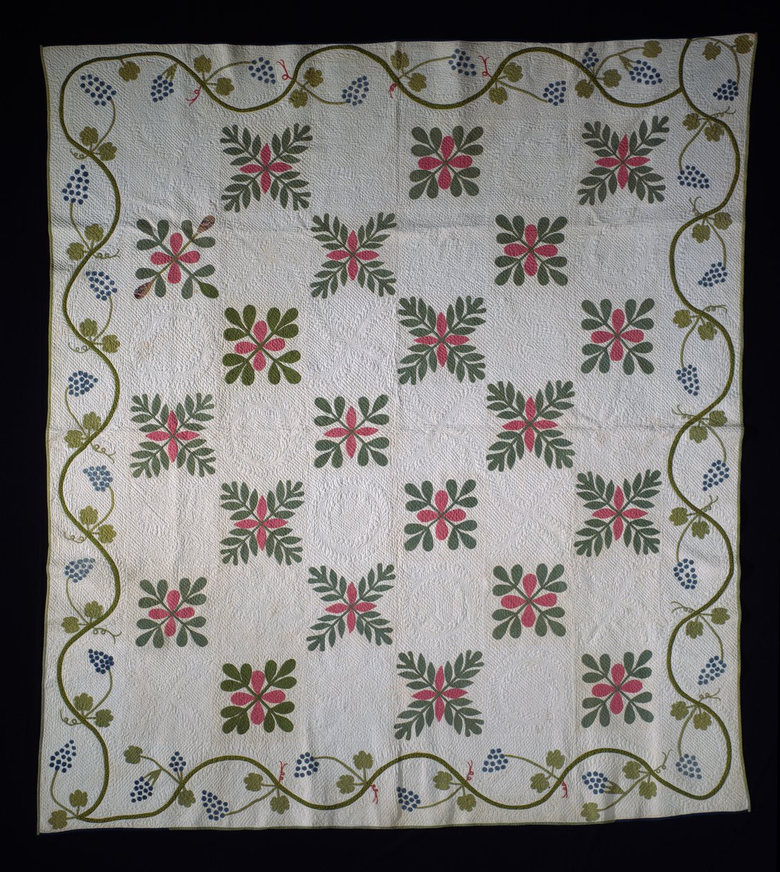 Ytapplikat täcke, ca 1850-70 (bomull) av American School