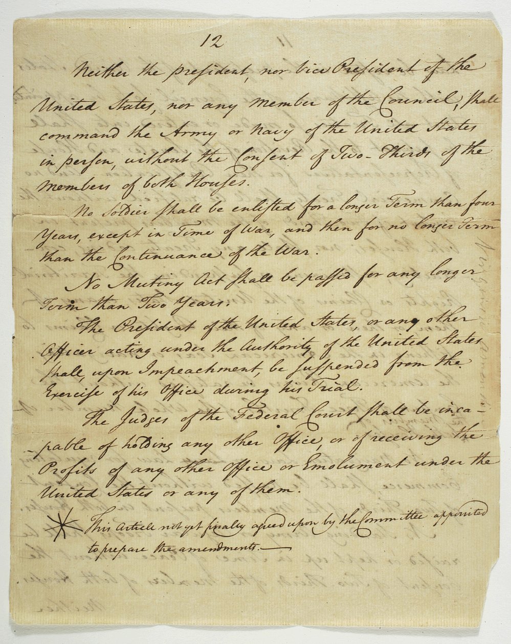 The Bill of Rights, kopia undertecknad i Federal Hall, 1789 (bläck på papper) av American School