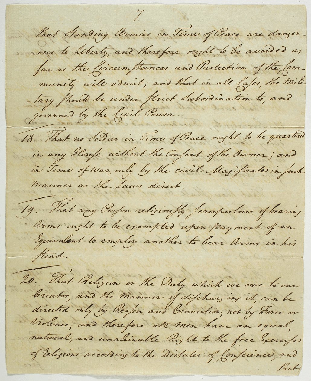 The Bill of Rights, kopia undertecknad i Federal Hall, 1789 (bläck på papper) av American School