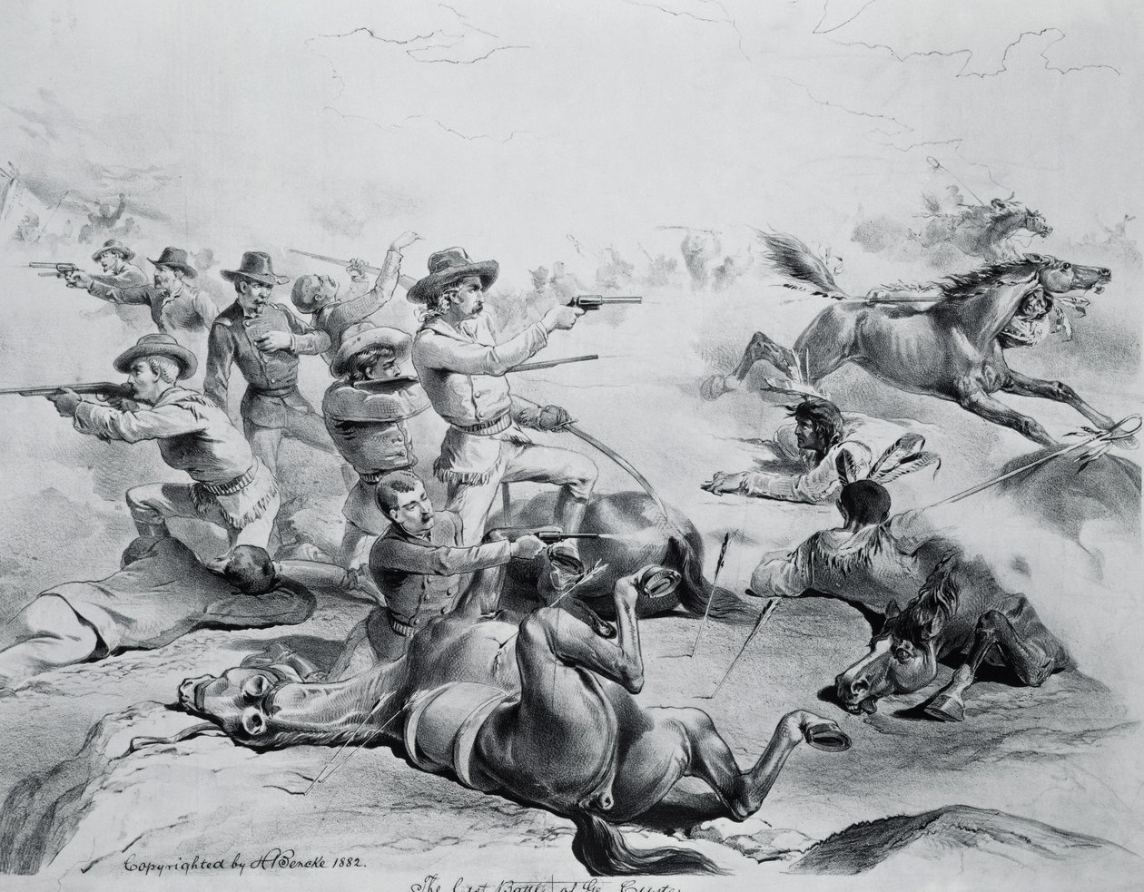 The Last Battle of General Custer, 25 juni 1876, c.1882 av American School