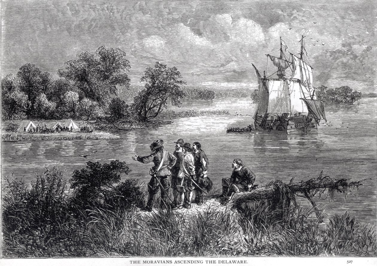 The Moravians Ascending the Delaware, från 