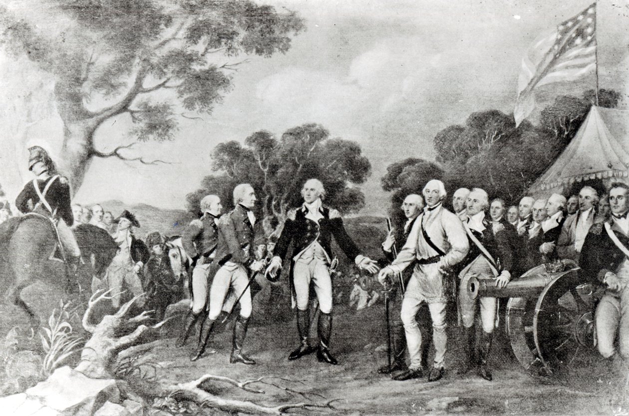 The Surrender of General Burgoyne Saratoga, New York, 17 oktober 1777 av American School