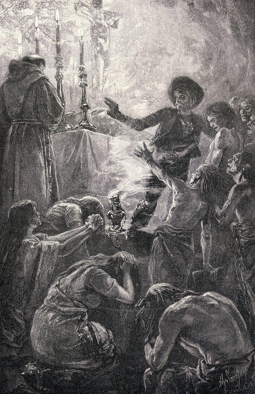 Fader Juniperos begravning, från "The Century Illustrated Monthly Magazine", maj till oktober, 1883 av American School