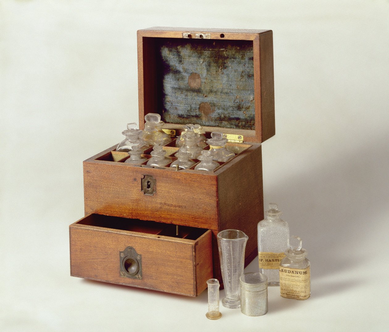 Resande medicinkista, ca 1800 (trä) av American School