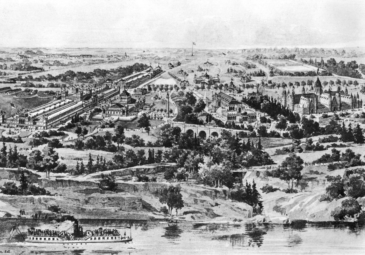 Vy över Centennial Exposition, Philadelphia, 1876 av American School