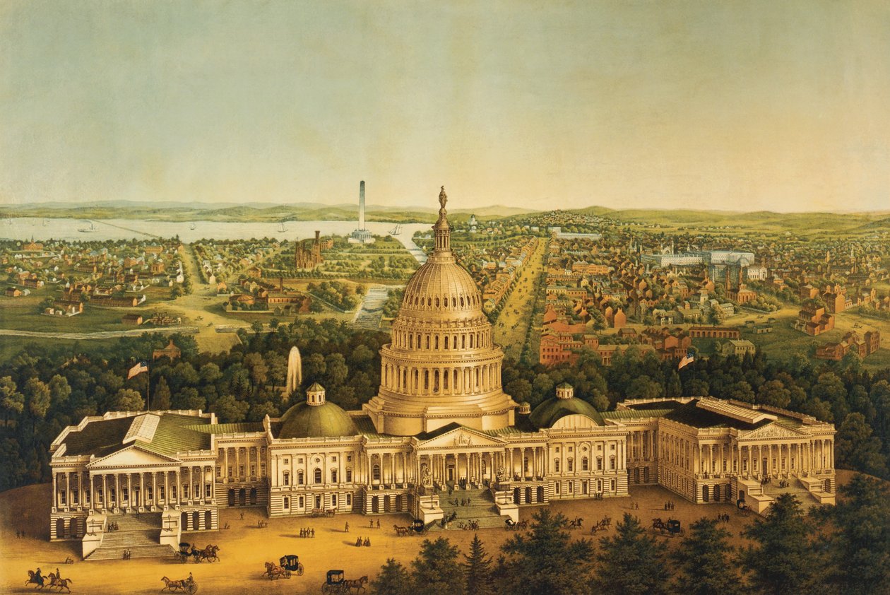 Washington, utsikt över staden c.1868 av American School