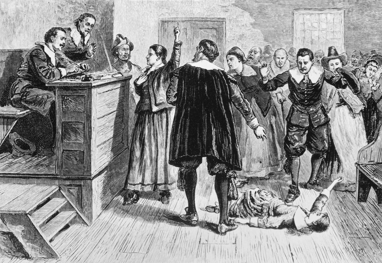 Witchcraft at Salem Village, från "The Romance and Tragedy of Pioneer Life" av Augustus L. Mason, 1883 av American School