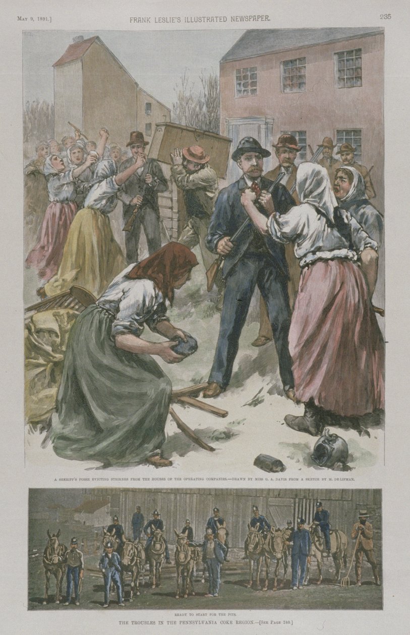 Kvinnliga strejkande, redo att konfrontera männen i gruvorna, 1891 av American School