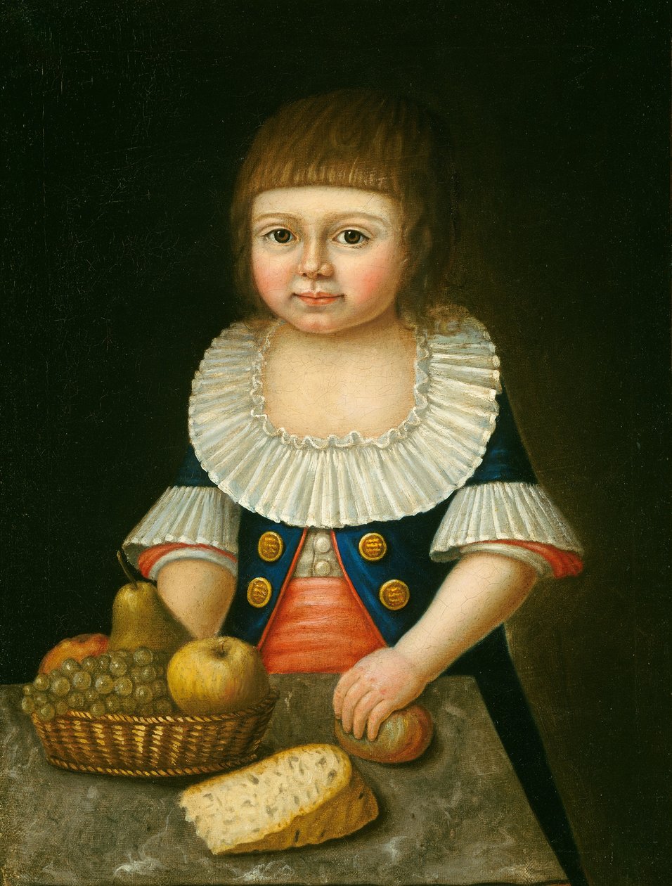 Pojke med en fruktkorg av American 18th Century