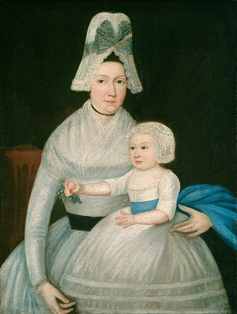 Mor och barn i vitt av American 18th Century