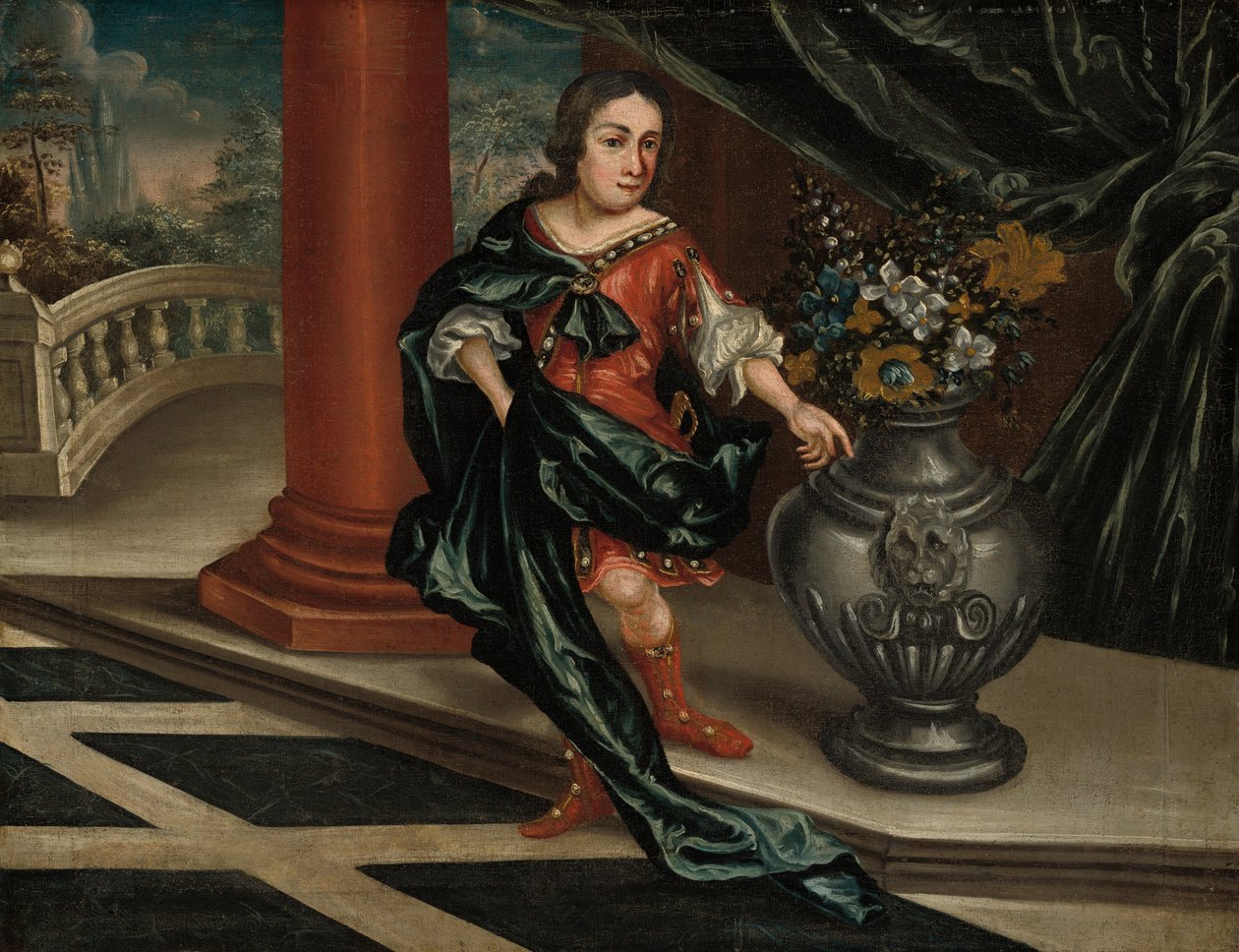 Ung man på en terrass av American 18th Century