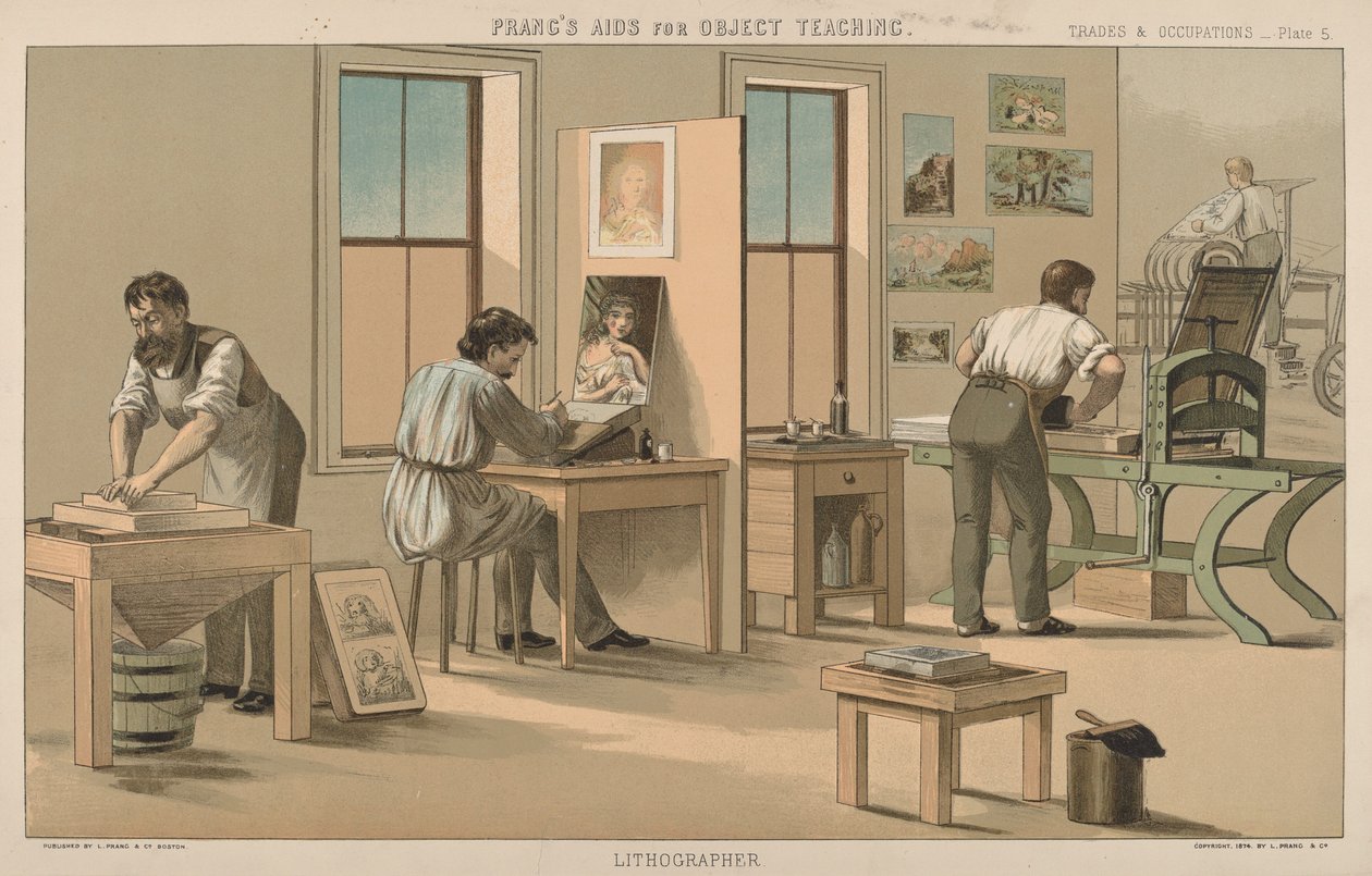 Litograf av American 19th Century