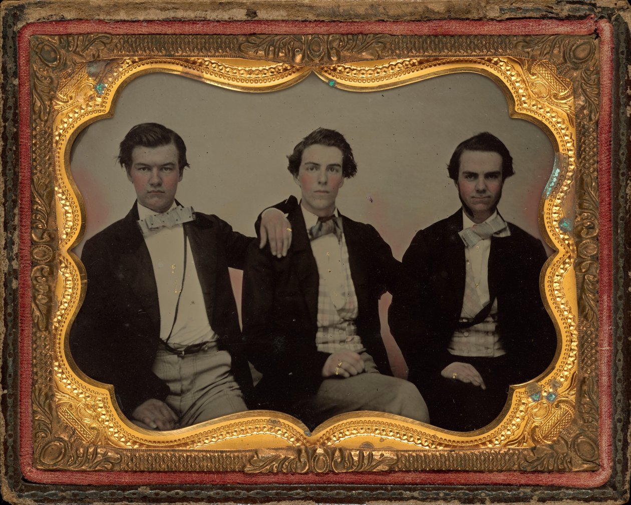 Porträtt av tre unga män av American 19th Century