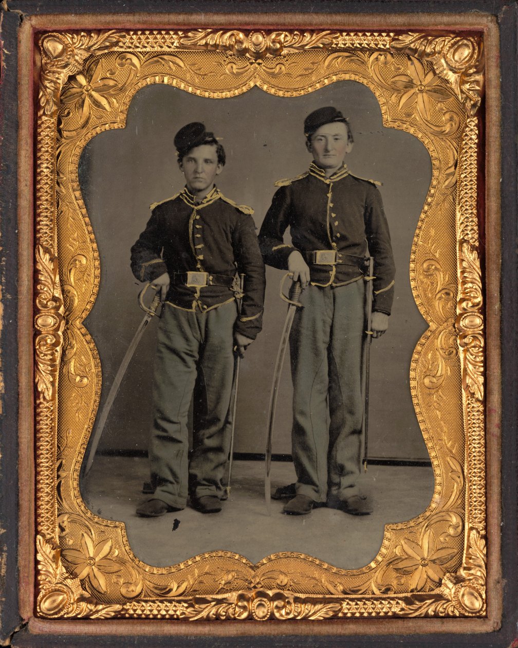 Porträtt av två kavallerier från Illinois av American 19th Century