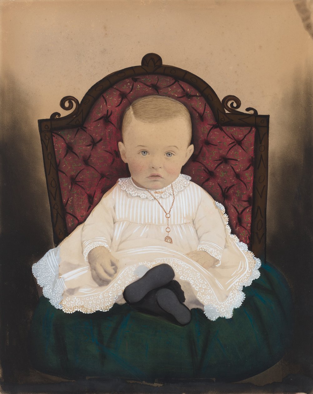 Porträtt av en baby av American 19th Century