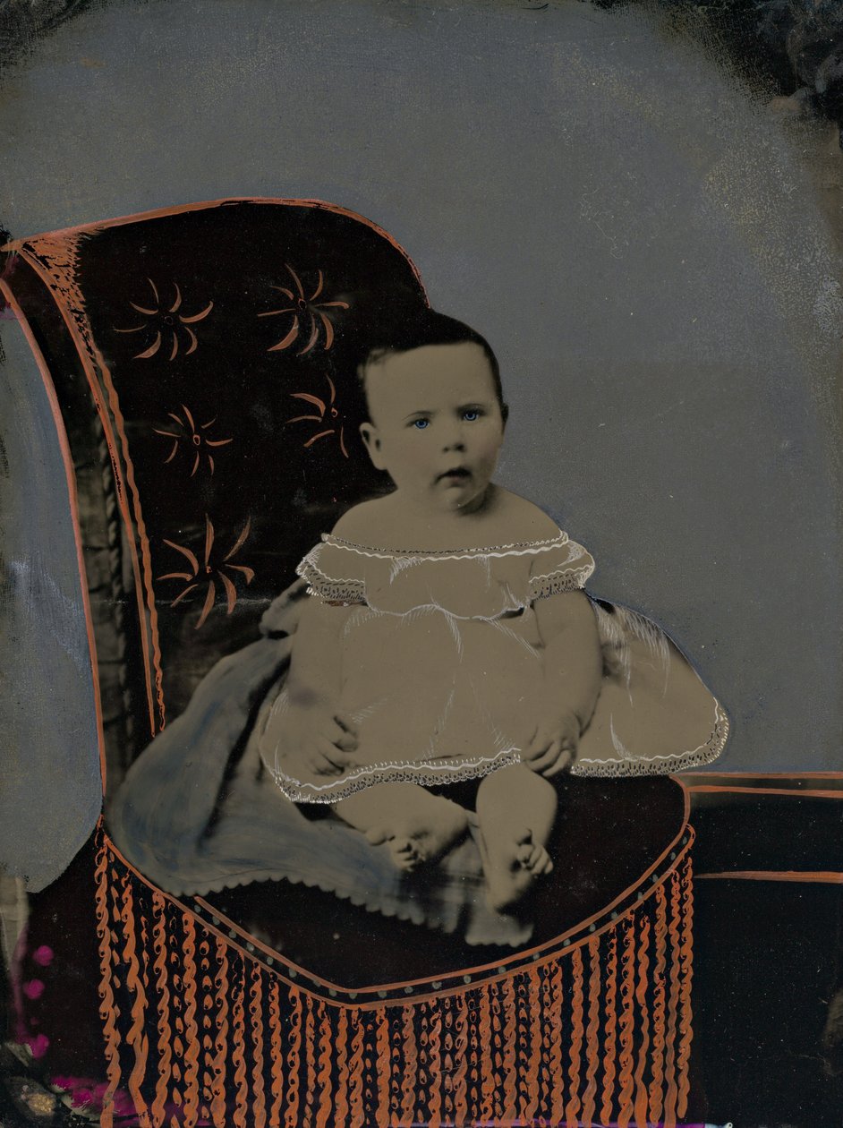 Porträtt av en baby av American 19th Century