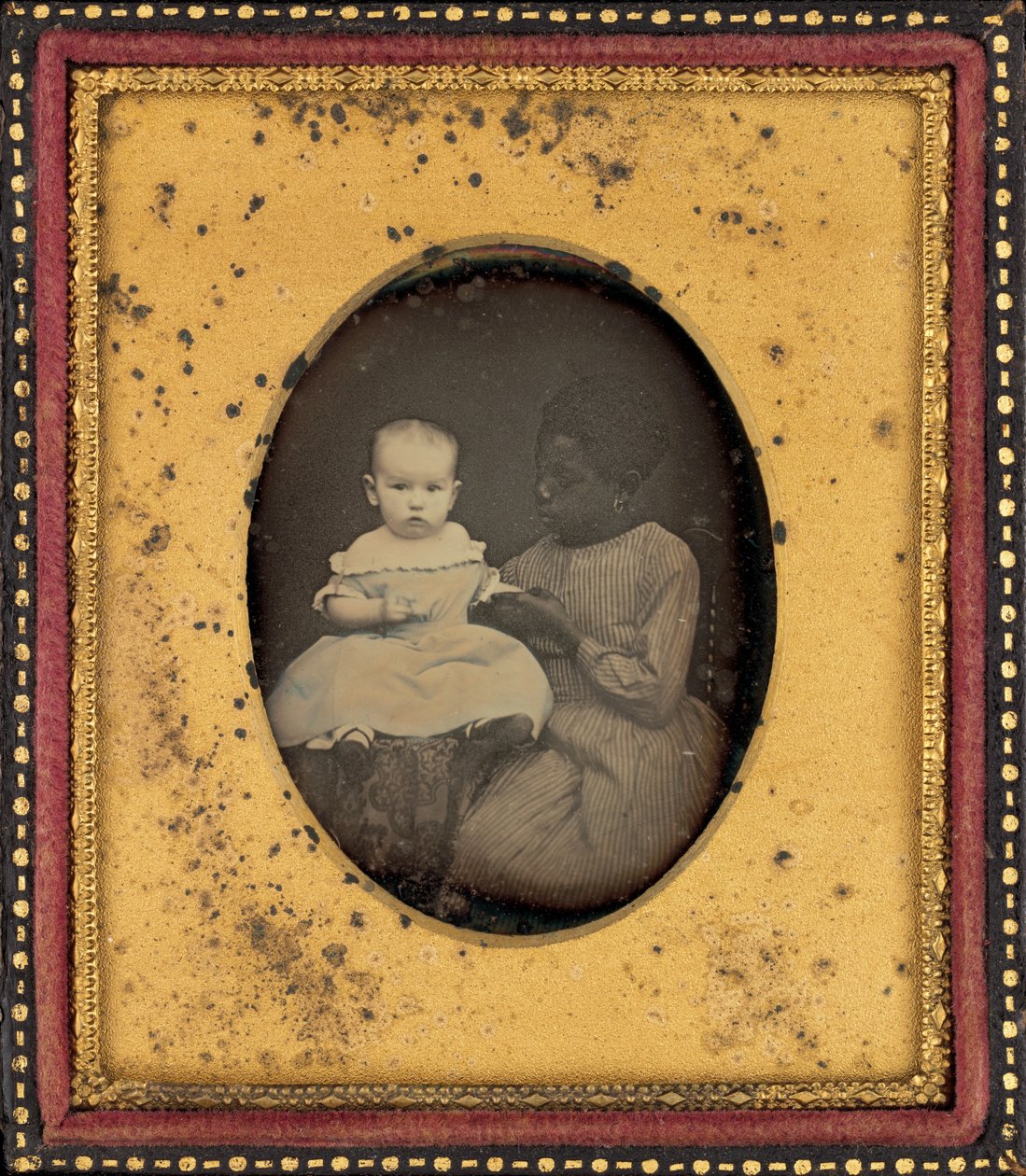 Porträtt av ett barn och en ung kvinna av American 19th Century