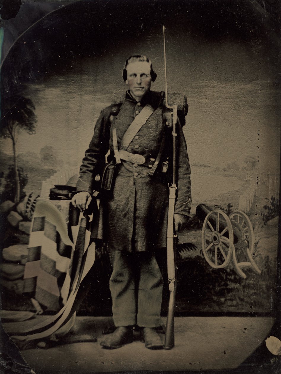 Porträtt av en inbördeskrigssoldat av American 19th Century
