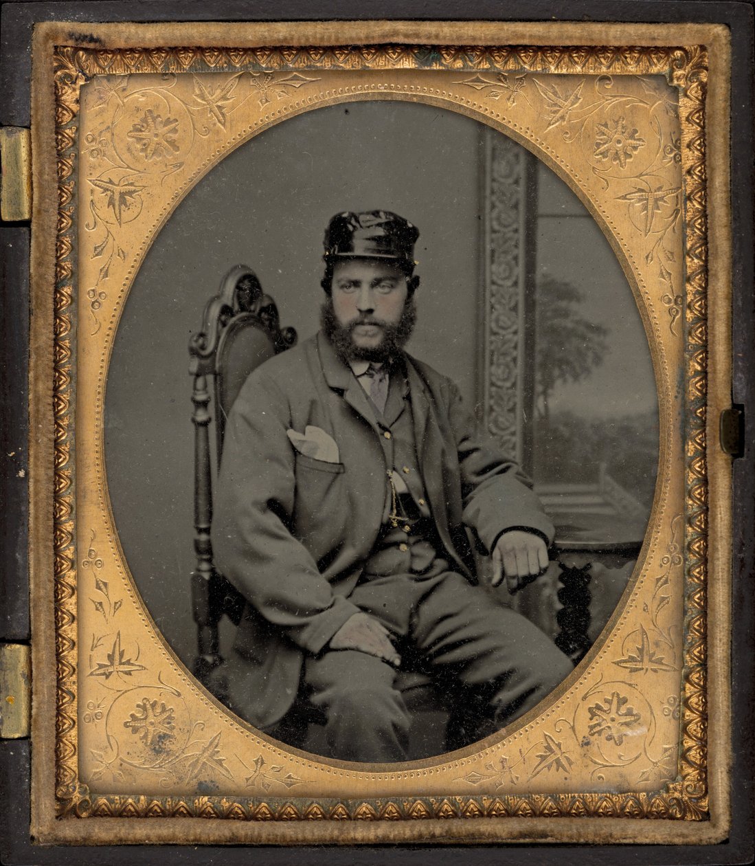 Porträtt av en soldat av American 19th Century