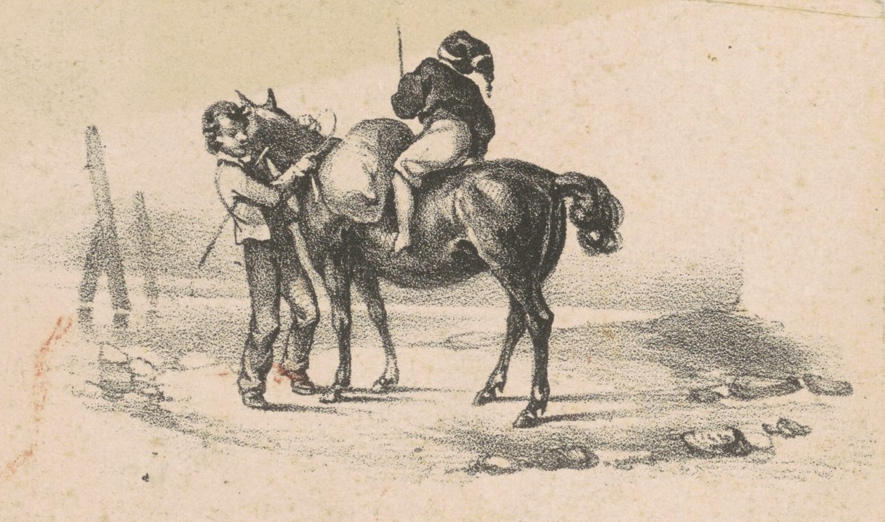 Ungdomar och en häst av American 19th Century