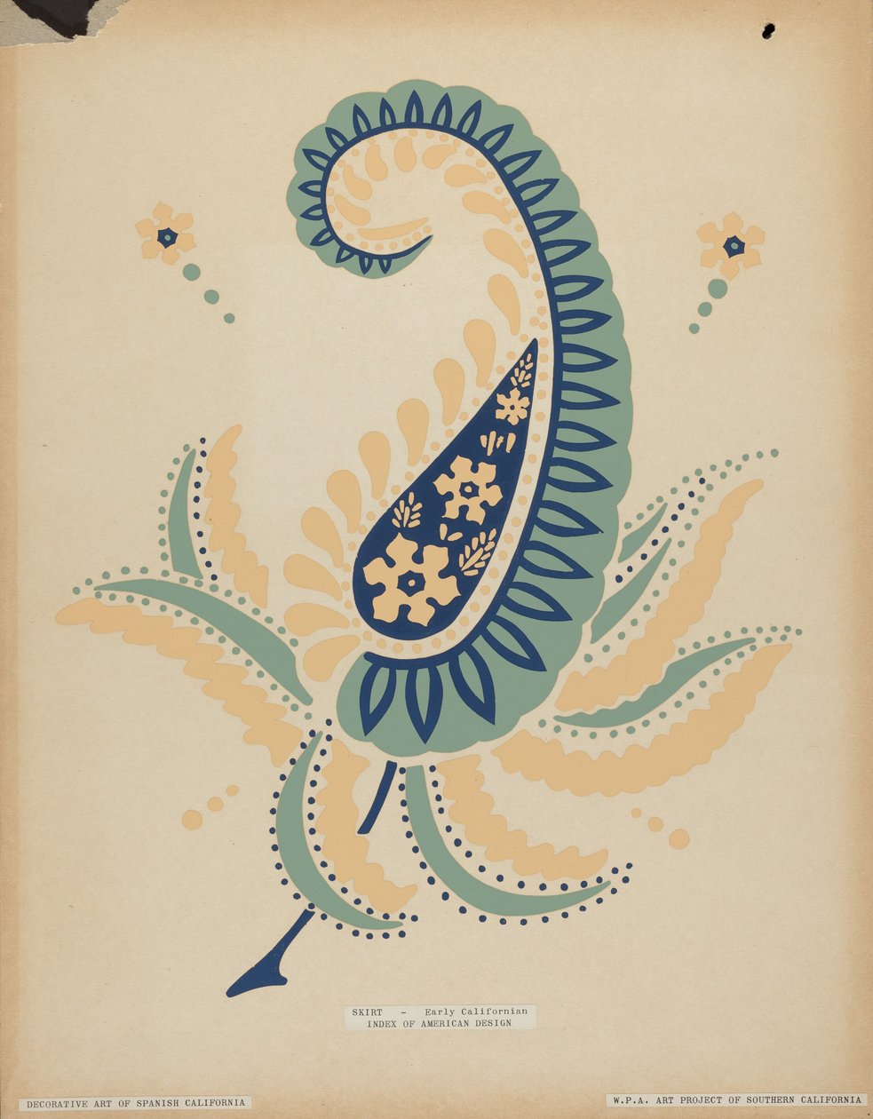 Tidig kalifornisk kjol från portföljen "Decorative Art of Spanish California" av American 20th Century