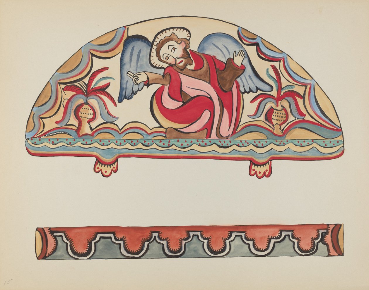 Platta 15: The Creation (Lunette): Från portföljen "Spanska koloniala mönster i New Mexico" av American 20th Century