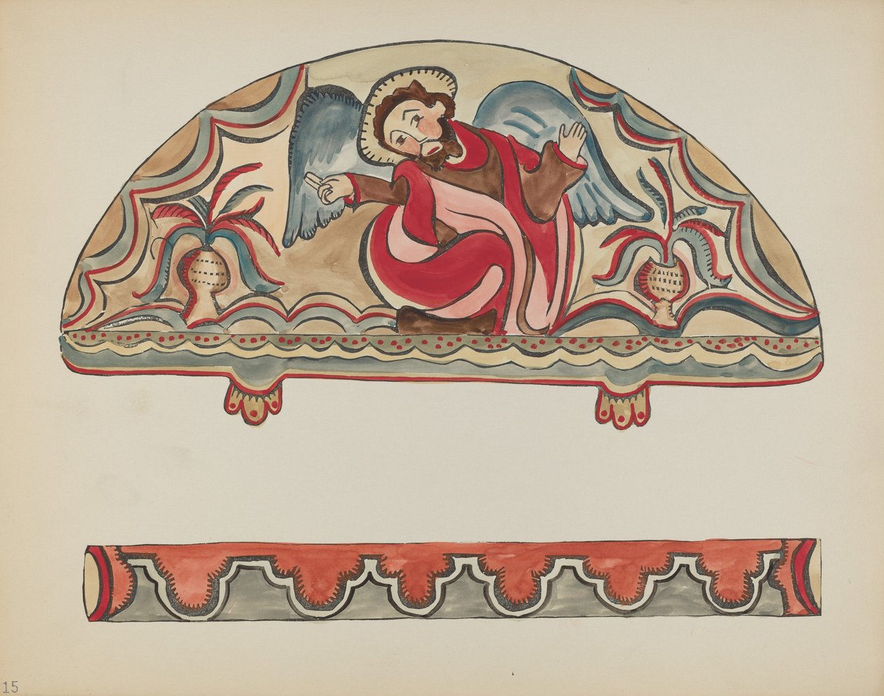 Platta 15: The Creation (Lunette): Från portföljen "Spanska koloniala mönster i New Mexico" av American 20th Century