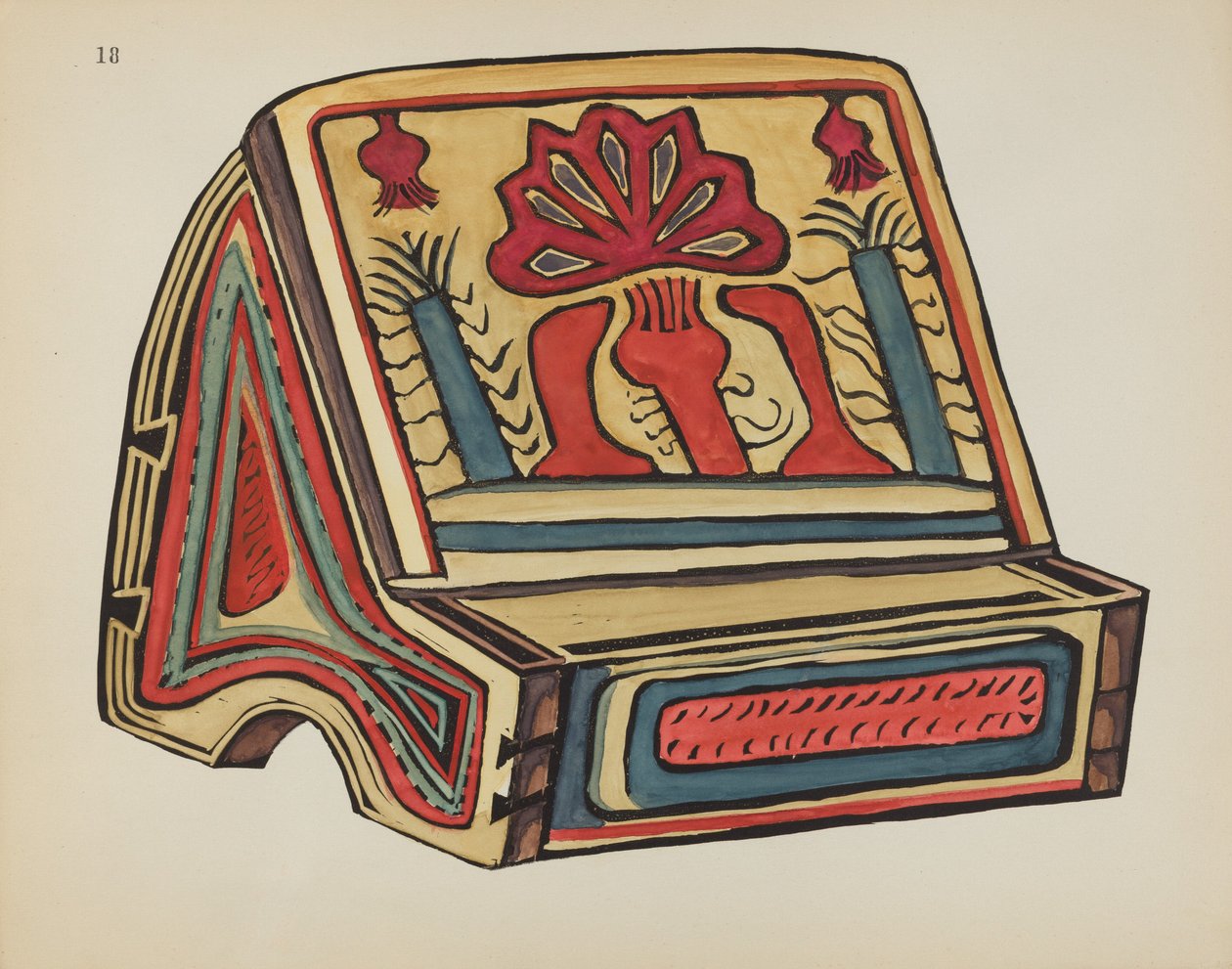 Tavla 18: Läsställ, Llano: Från portföljen "Spanska kolonialdesigner i New Mexico" av American 20th Century