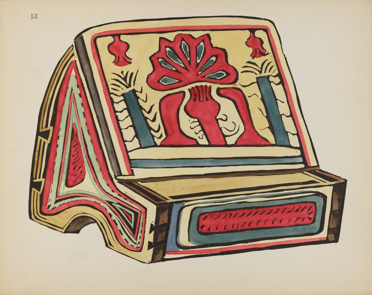 Tavla 18: Läsställ, Llano: Från portföljen "Spanska kolonialdesigner i New Mexico" av American 20th Century