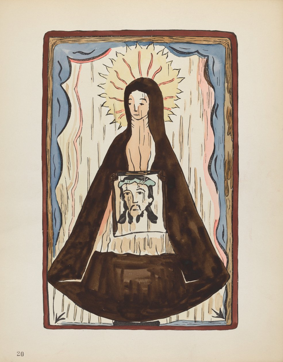 Plåt 20: Saint Veronica: Från portföljen "Spanska kolonialdesigner i New Mexico" av American 20th Century