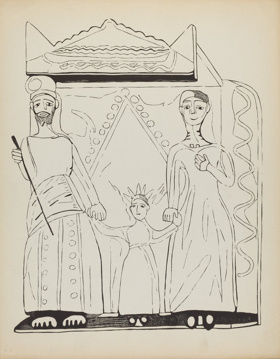 Tavla 28: Den heliga familjen: Från portföljen "Spanska kolonialdesigner i New Mexico" av American 20th Century