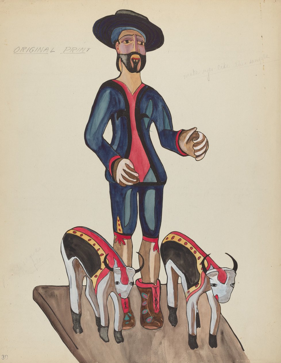 Skylt 30: Saint Isidore: Från portföljen "Spanska koloniala mönster i New Mexico" av American 20th Century