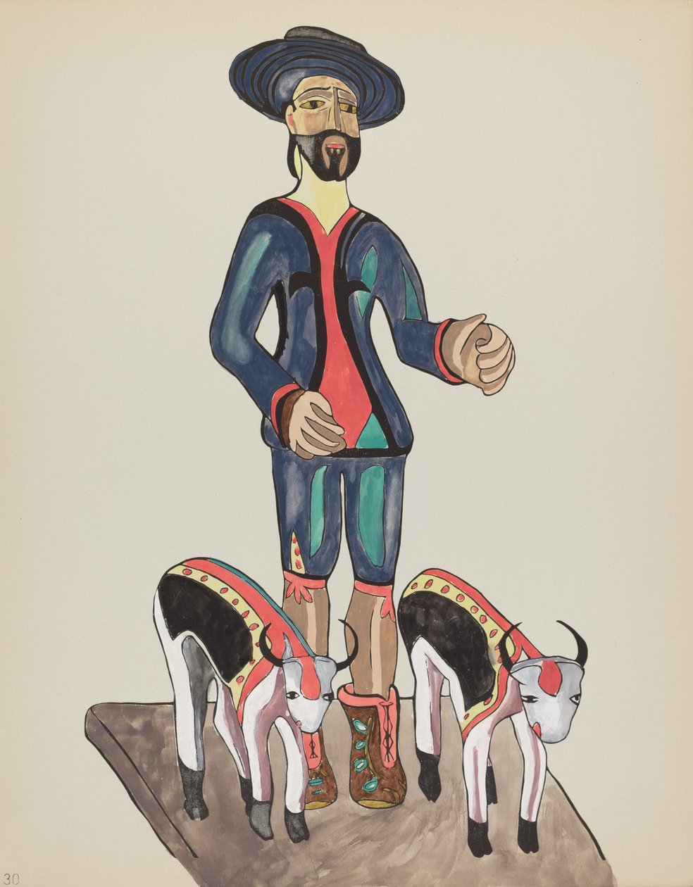 Skylt 30: Saint Isidore: Från portföljen "Spanska koloniala mönster i New Mexico" av American 20th Century