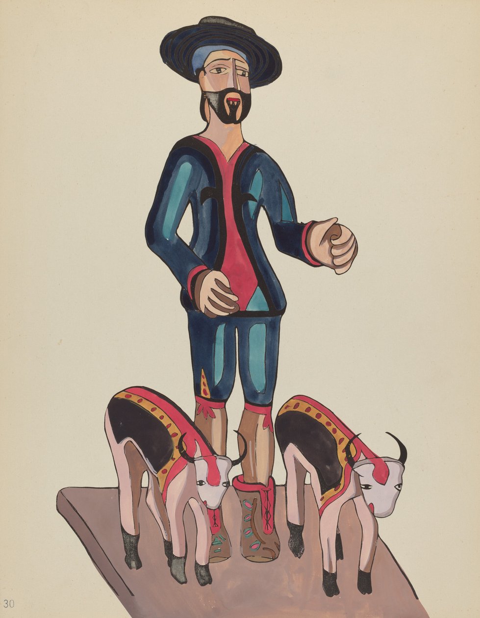 Skylt 30: Saint Isidore: Från portföljen "Spanska koloniala mönster i New Mexico" av American 20th Century