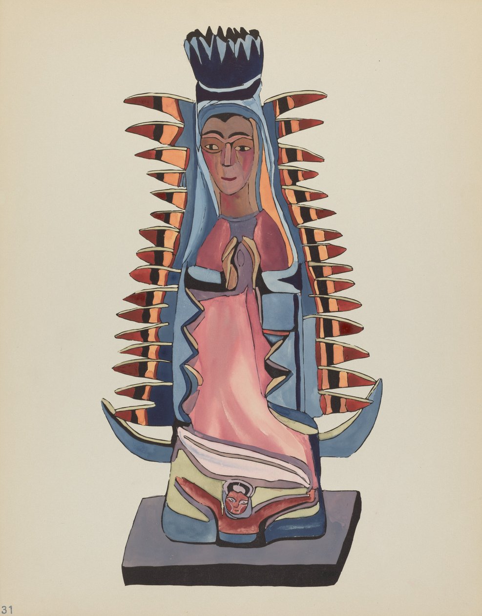 Tavla 31: Our Lady of Guadalupe": Från portföljen "Spanska kolonialdesigner i New Mexico" av American 20th Century