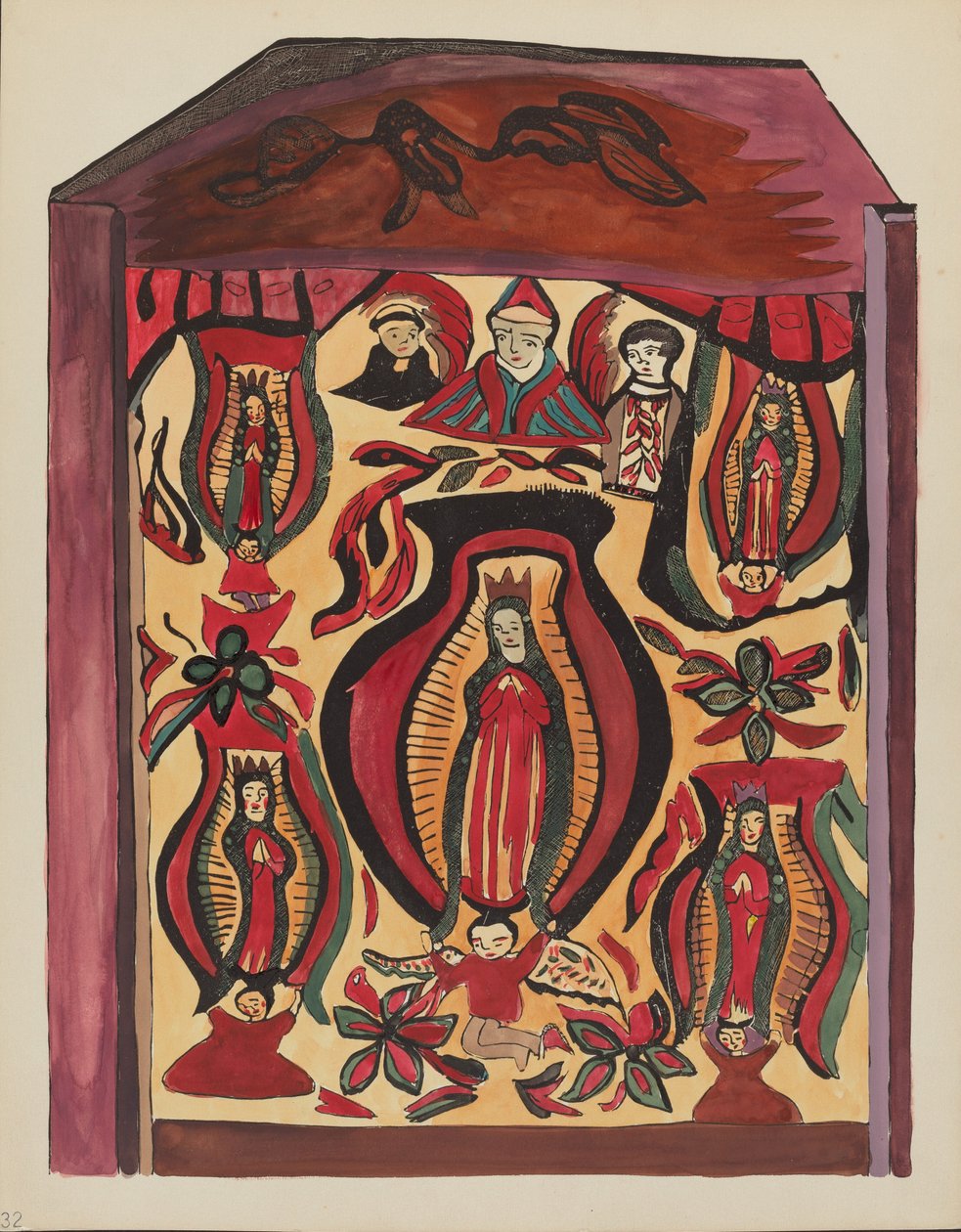 Plåt 32: Our Lady of Guadalupe": Från portföljen "Spanska koloniala mönster i New Mexico" av American 20th Century
