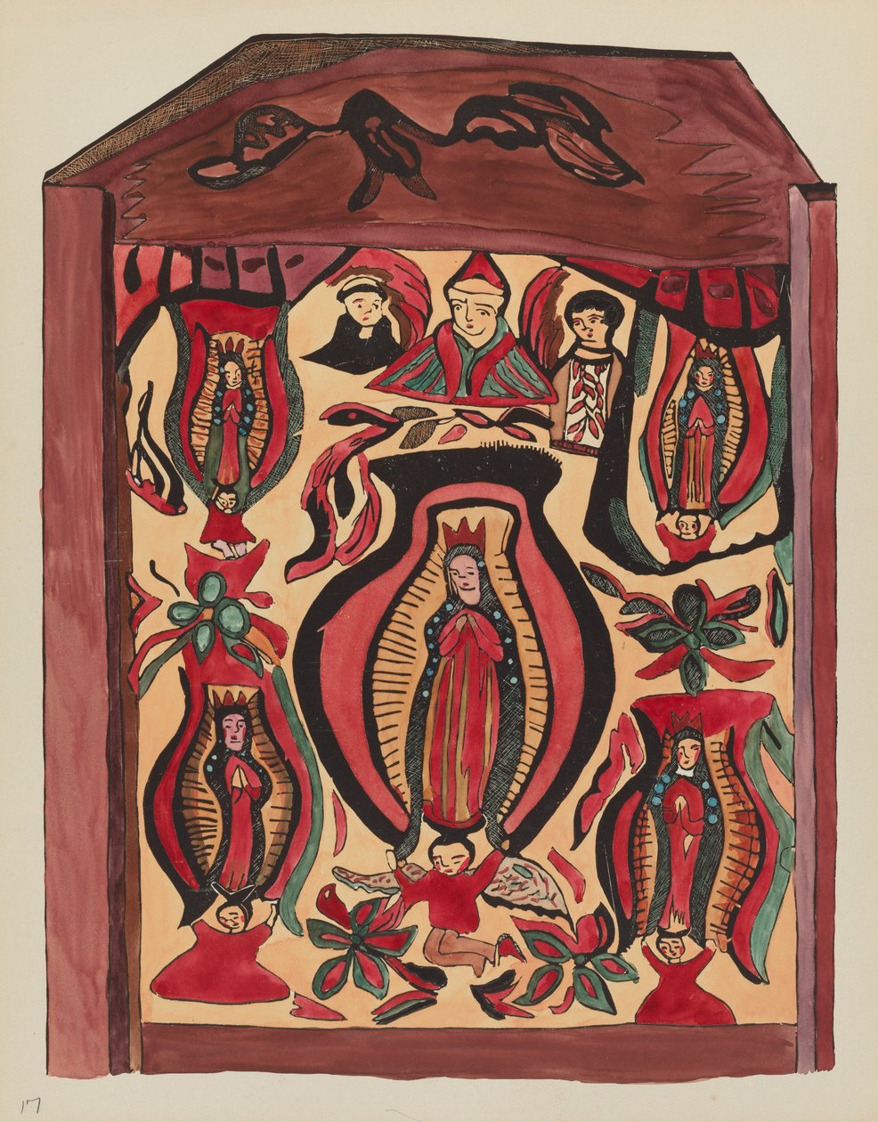 Skylt 32: Our Lady of Guadalupe: Från portföljen "Spanska kolonialdesigner i New Mexico av American 20th Century