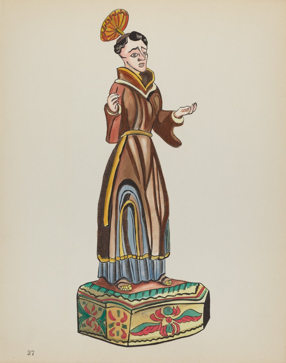 Skylt 37: Saint Anthony: Från portföljen "Spanska kolonialdesigner i New Mexico" av American 20th Century