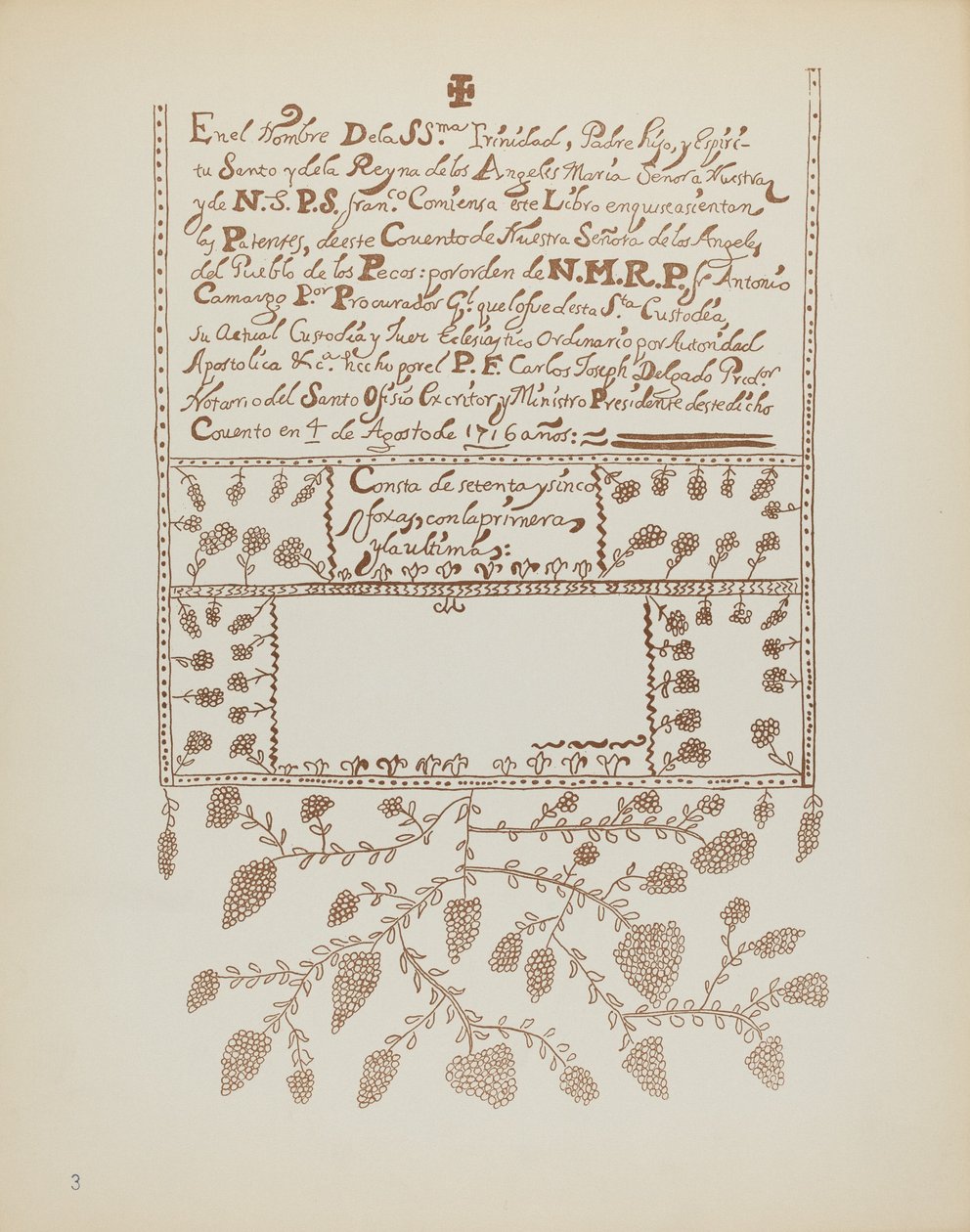 Platta 3: Pecos Book of Visitations: Från portföljen "Spanska kolonialdesigner i New Mexico" av American 20th Century
