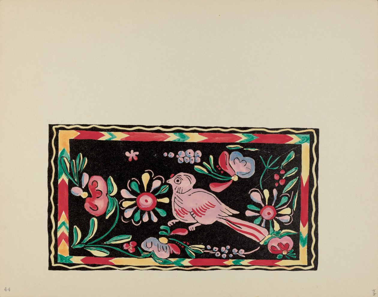 Skylt 44: Målade bröstdesigner: Från portföljen "Spanska koloniala mönster i New Mexico" av American 20th Century