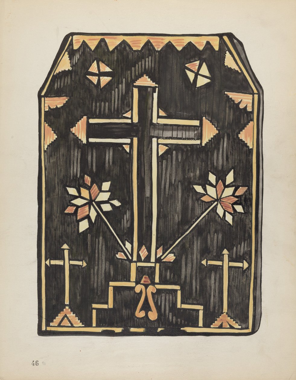 Skylt 46: Halmapplikationsdesign: Från portföljen "Spanska kolonialdesigner i New Mexico" av American 20th Century