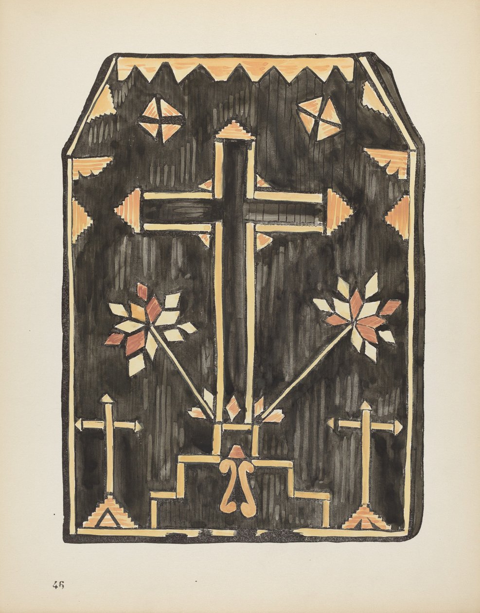 Skylt 46: Halmapplikationsdesign: Från portföljen "Spanska kolonialdesigner i New Mexico" av American 20th Century