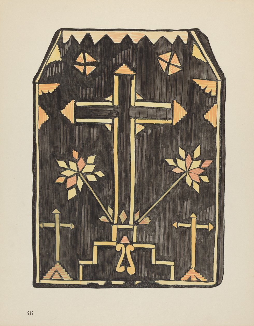 Skylt 46: Halmapplikationsdesign: Från portföljen "Spanska kolonialdesigner i New Mexico" av American 20th Century