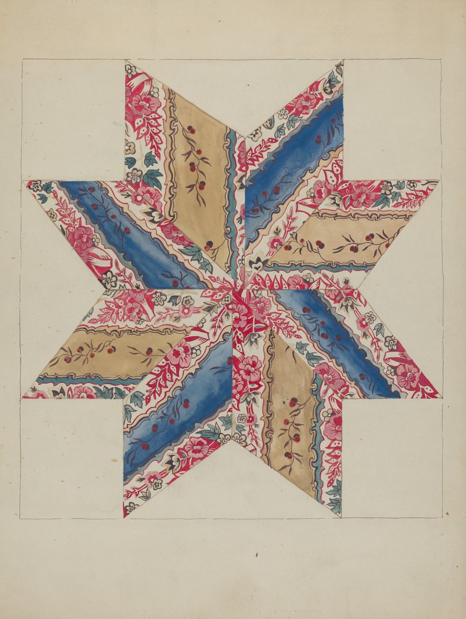Quilt Applique (stjärnor) av American 20th Century