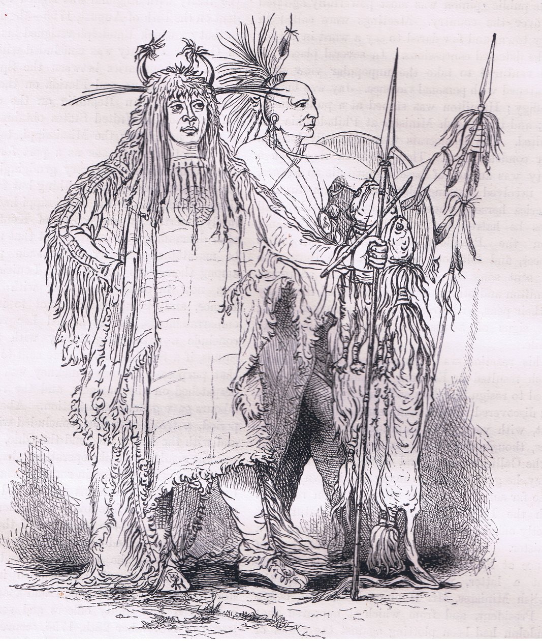 Grupp av gränsindianer, illustration från Cassells History of the United States publicerad av Cassell, Petter & Galpin, ca 1900 (litho) av American English school