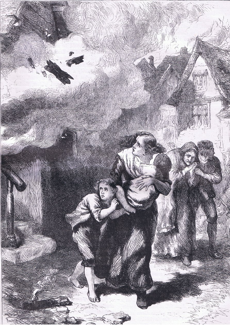 Incident in the Burning of Norfolk, illustration från Cassells History of the United States publicerad av Cassell, Petter & Galpin, c.1900 (litho) av American English school