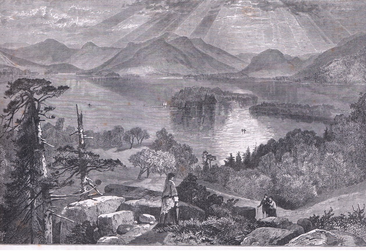 Long Island, Lake George, illustration från Cassells History of the United States publicerad av Cassell, Petter & Galpin, c.1900 (litho) av American English school