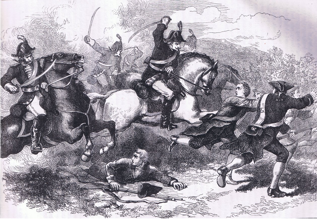 Rout of the lojale rekryter, illustration från Cassells History of the United States publicerad av Cassell, Petter & Galpin, c.1900 (litho) av American English school