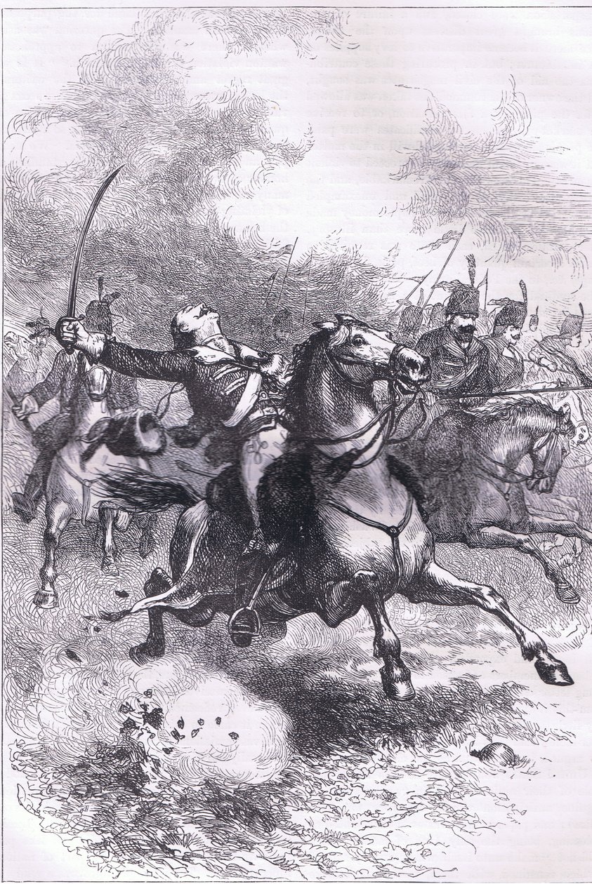The charge of the Pulaski, illustration från Cassells History of the United States publicerad av Cassell, Petter & Galpin, c.1900 (litho) av American English school