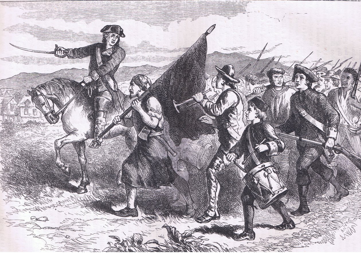 Folkmassan på Springfield med den svarta flaggan, illustration från Cassells History of the United States publicerad av Cassell, Petter & Galpin, c.1900 (litho) av American English school